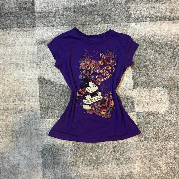 Disney Other - Women's vintage Y2K aop Disney Mickey Mouse purple shirt  Size kids XXL